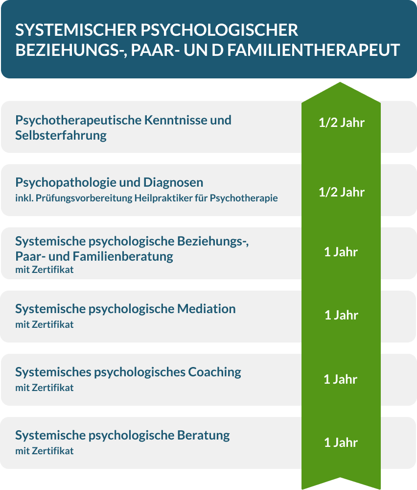 Strucktur und Umfang des systemischen psychologischen Beziehungs-, Paar- und Familientherapeuten